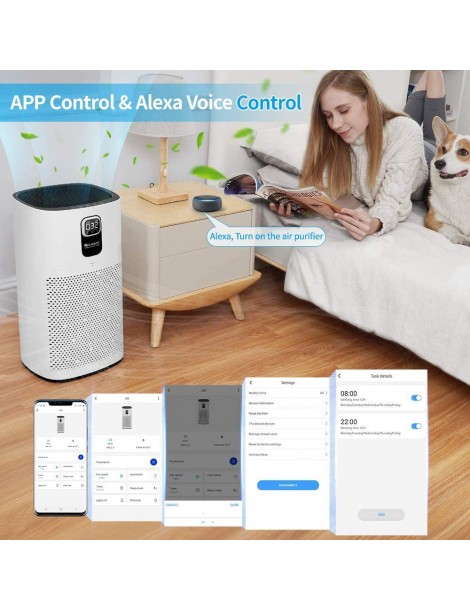 Proscenic A9 Purificatore d'Aria con Filtro H13 True HEPA Connessione WiFi Ampia Copertura di 2904 piedi² Saldi