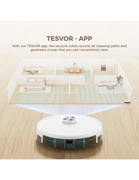 Tesvor S7 Pro AES Robot Aspirapolvere con Stazione di Svuotamento Automatico Funzione Mopping Aspirazione 6000Pa - Bianco Fino Al -60%