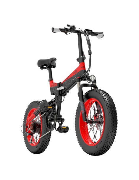 BEZIOR XF200 Bici elettrica pieghevole da 20 pollici con pneumatici grassi Motore da 1000 W Batteria da 48 V 15 Ah - Nero Rosso Offerte