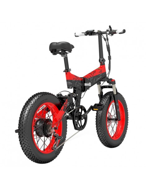 BEZIOR XF200 Bici elettrica pieghevole da 20 pollici con pneumatici grassi Motore da 1000 W Batteria da 48 V 15 Ah - Nero Rosso Offerte