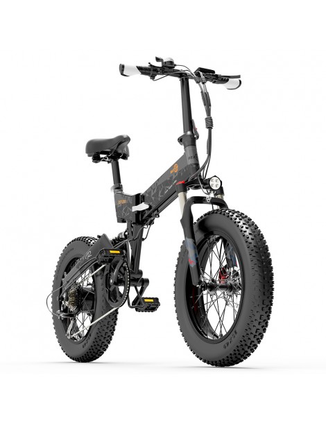 BEZIOR XF200 Bici elettrica pieghevole da 20 pollici con pneumatici grassi Motore da 1000 W Batteria da 48 V 15 Ah - Nero Grigio Hotsell