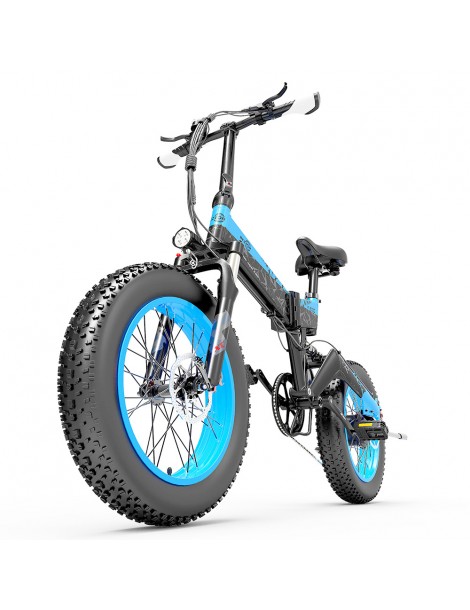 BEZIOR XF200 Bici elettrica pieghevole da 20 pollici con pneumatici grassi Motore da 1000 W Batteria da 48 V 15 Ah - Nero Blu Vendita Calda
