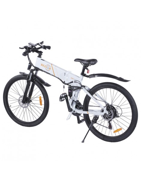 BEZIOR M26 26 Pollici Pneumatici Bicicletta Elettrica Pieghevole - 500W Motore Brushless & 48V 10Ah Batteria - Bianco Vendita Economica