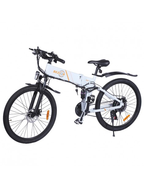 BEZIOR M26 26 Pollici Pneumatici Bicicletta Elettrica Pieghevole - 500W Motore Brushless & 48V 10Ah Batteria - Bianco Vendita Economica