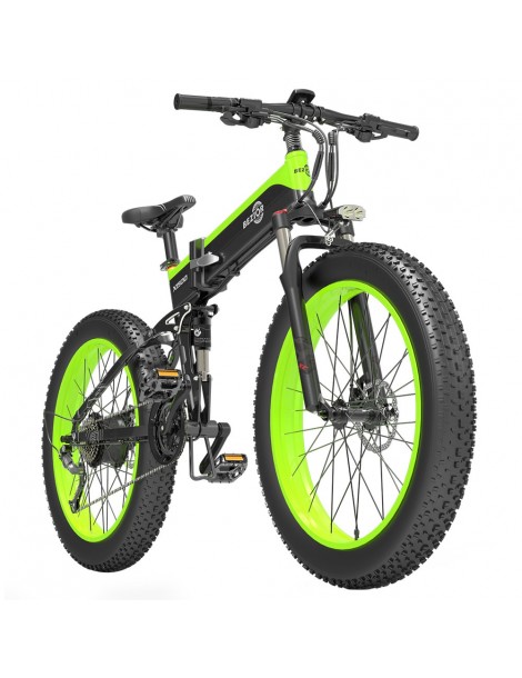 BEZIOR X1500 26 pollici Pneumatico Grasso Bicicletta Elettrica Pieghevole 1500W Motore - Nero Verde Saldi Di Fabbrica