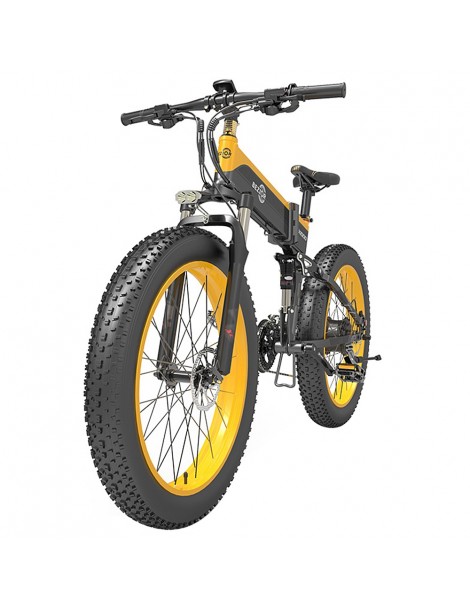 BEZIOR X1000 26 pollici Fat Tire Foldable Electric Bike 1000W Motore Panasonic 48V 12.8Ah Batteria - Nero Giallo Vendite Flash