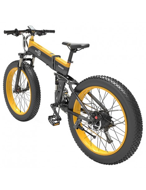 BEZIOR X1000 26 pollici Fat Tire Foldable Electric Bike 1000W Motore Panasonic 48V 12.8Ah Batteria - Nero Giallo Vendite Flash
