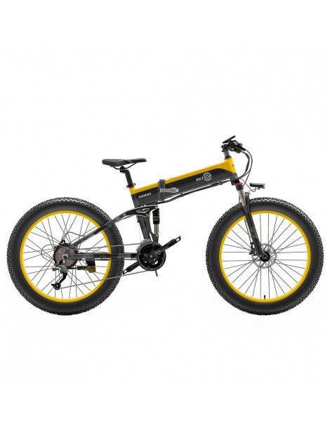 BEZIOR X1000 26 pollici Fat Tire Foldable Electric Bike 1000W Motore Panasonic 48V 12.8Ah Batteria - Nero Giallo Vendite Flash