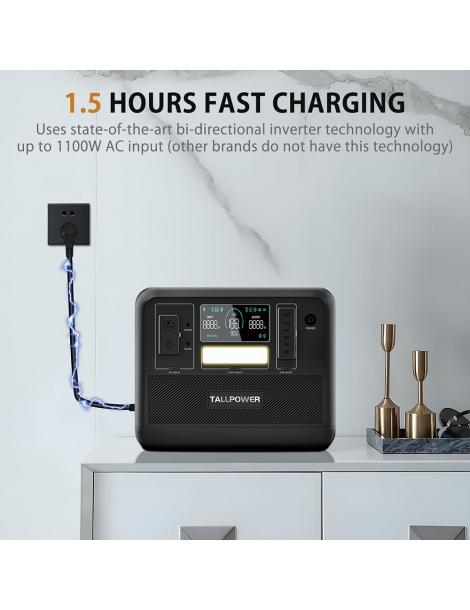 TALLPOWER V2000 Stazione di alimentazione portatile generatore solare LiFePo4 da 1536Wh uscita CA da 2000W - Nero Sconti questo mese