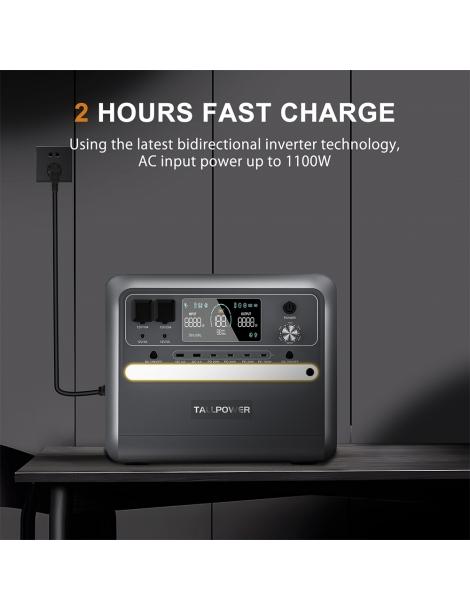 TALLPOWER V2400 Stazione di alimentazione portatile generatore solare LiFePo4 da 2160Wh uscita CA da 2400W UPS - Grigio Promozione Limitata