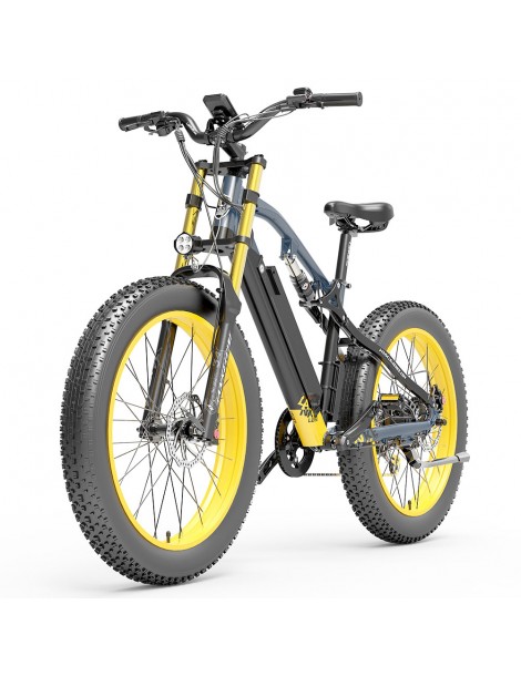 LANKELEISI RV700 16Ah 48V 1000W Bicicletta elettrica - Nero Giallo Vendite Flash