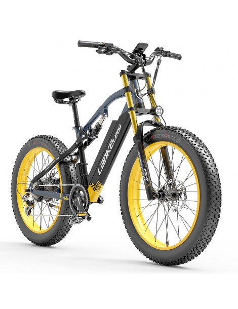 LANKELEISI RV700 16Ah 48V 1000W Bicicletta elettrica - Nero Giallo Vendite Flash