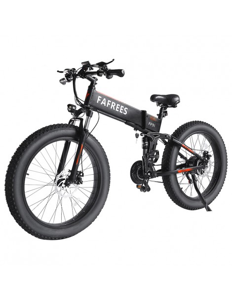 FAFREES FF91 26 Pollici Pneumatici Grassi Mountain Bike Elettrica Pieghevole Motore 1000W e Batteria 499Wh 10Ah - Nero In Saldo