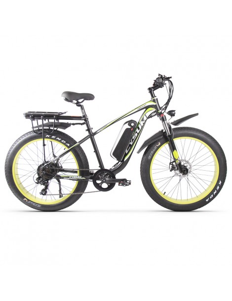 CYSUM M980 Pneumatici Grassi da 26 pollici Bicicletta Elettrica 1000W Motore Brushless 17Ah Batteria rimovibile - Nero Verde Moda