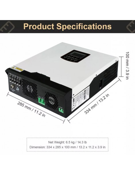 DAXTROMN Inverter solare off grid da 3KW caricatore PWM da 24V DC 70A ingresso PV 80VDC Inverter sinusoidale puro senza WiFi In Vendita