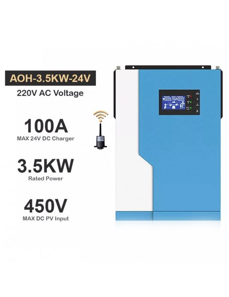 DAXTROMN Inverter Solare Off Grid da 3 5KW Caricatore MPPT da 24V DC 100A Sinusoidale Puro con Ingresso PV 450VDC e WiFi Offerta San Valentino