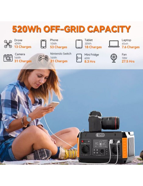 FlashFish P60 560W/520Wh Generatore solare portatile 220V Pure Sine Wave AC Outlets 11 uscite EU Vendita Calda