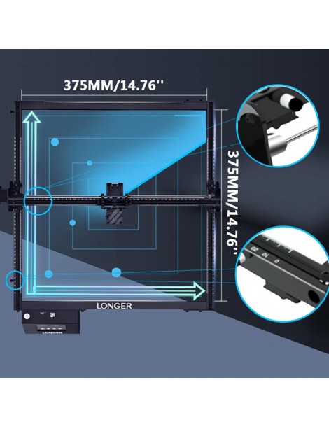 LONGER RAY5 20W Incisore laser spot laser 0 08*0 1 mm touchscreen a colori chipset 32 bit connessione APP 375*375 mm Outlet