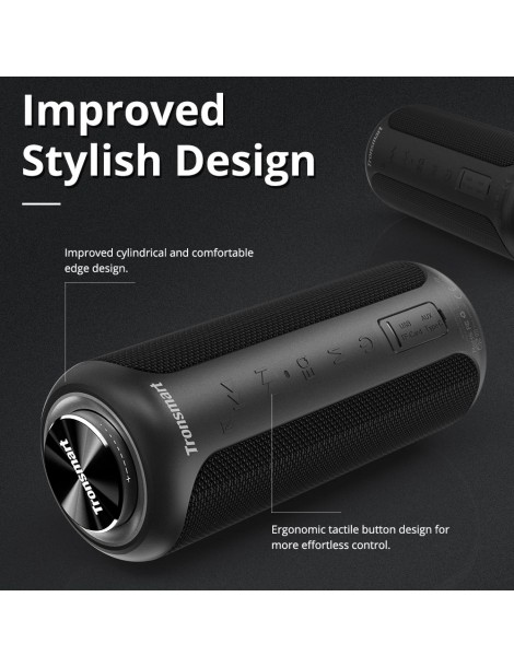 Tronsmart T6 Plus Edizione aggiornata Altoparlante portatile Bluetooth 5.0 con potenza fino a 40W Suono a 360° IPX6 NFC - Nero 2025