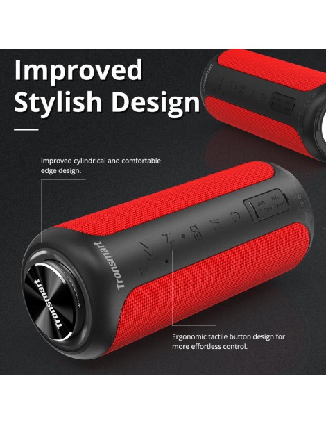 Tronsmart T6 Plus Edizione aggiornata Altoparlante portatile Bluetooth 5.0 con potenza fino a 40W Suono a 360° IPX6 NFC - Rosso Italy