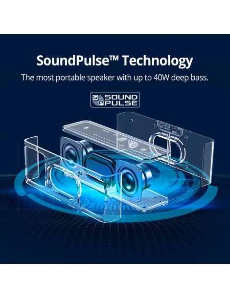 Tronsmart Element Mega SoundPulse™ Altoparlante Bluetooth 5.0 con uscita fino a 40W suono digitale 3D controllo touch - Nero Consegna Veloce