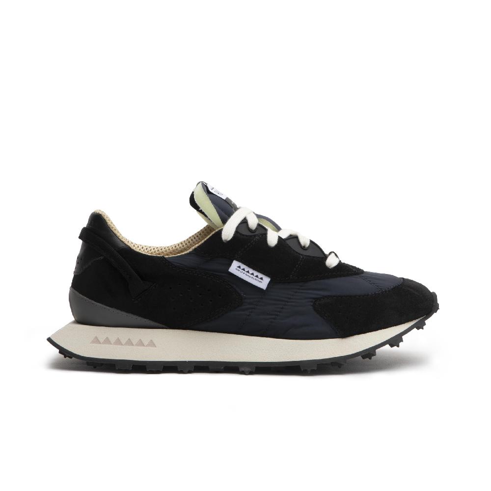 RUN OF Kripto sneakers in pelle scamosciata nera e nylon nero In Linea