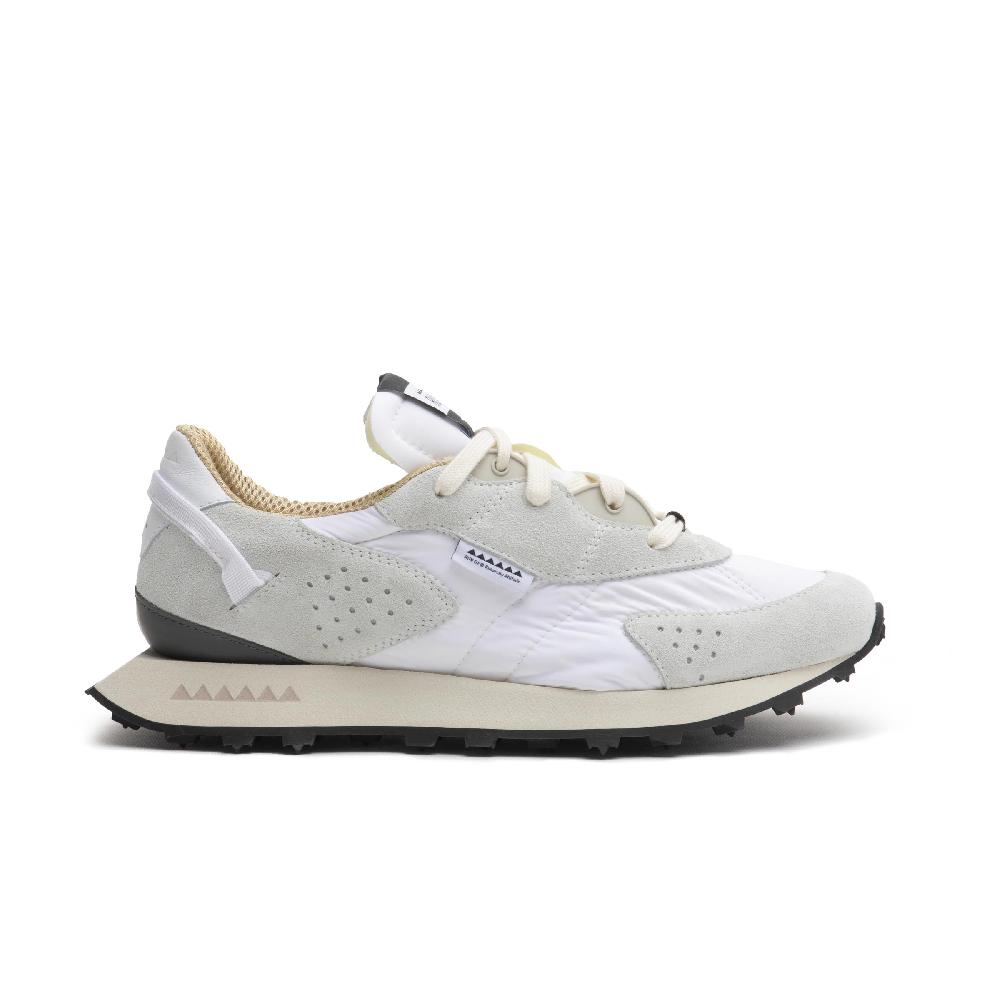 RUN OF Neon sneakers in pelle scamosciata e nylon bianco Vendita