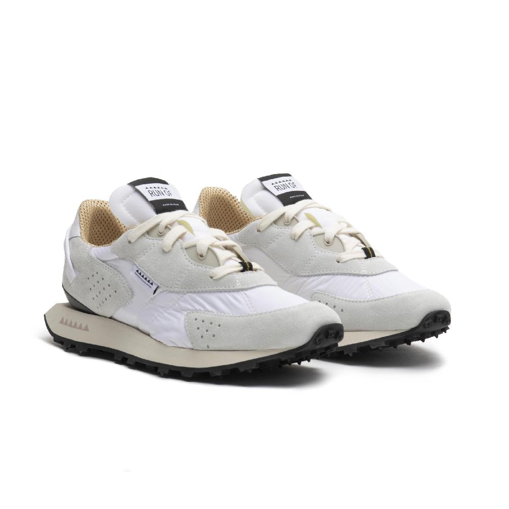 RUN OF Neon sneakers in pelle scamosciata e nylon bianco Vendita