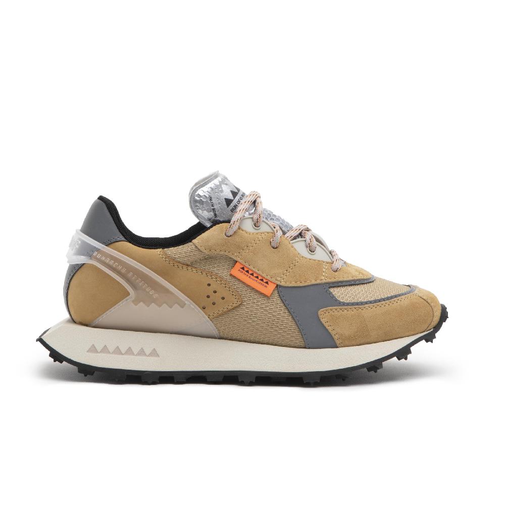 RUN OF Atene sneakers in pelle scamosciata marrone chiaro nabuk e nylon Spedizione Gratuita