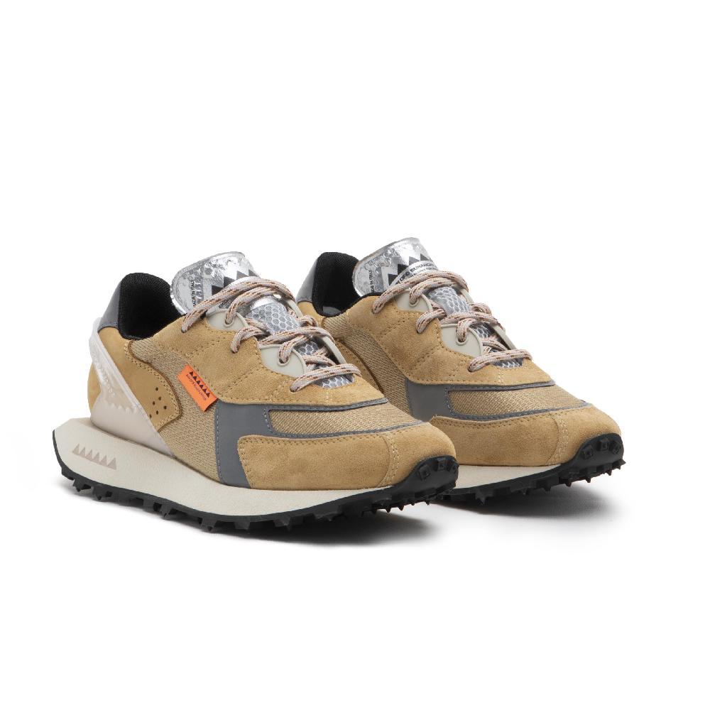 RUN OF Atene sneakers in pelle scamosciata marrone chiaro nabuk e nylon Spedizione Gratuita