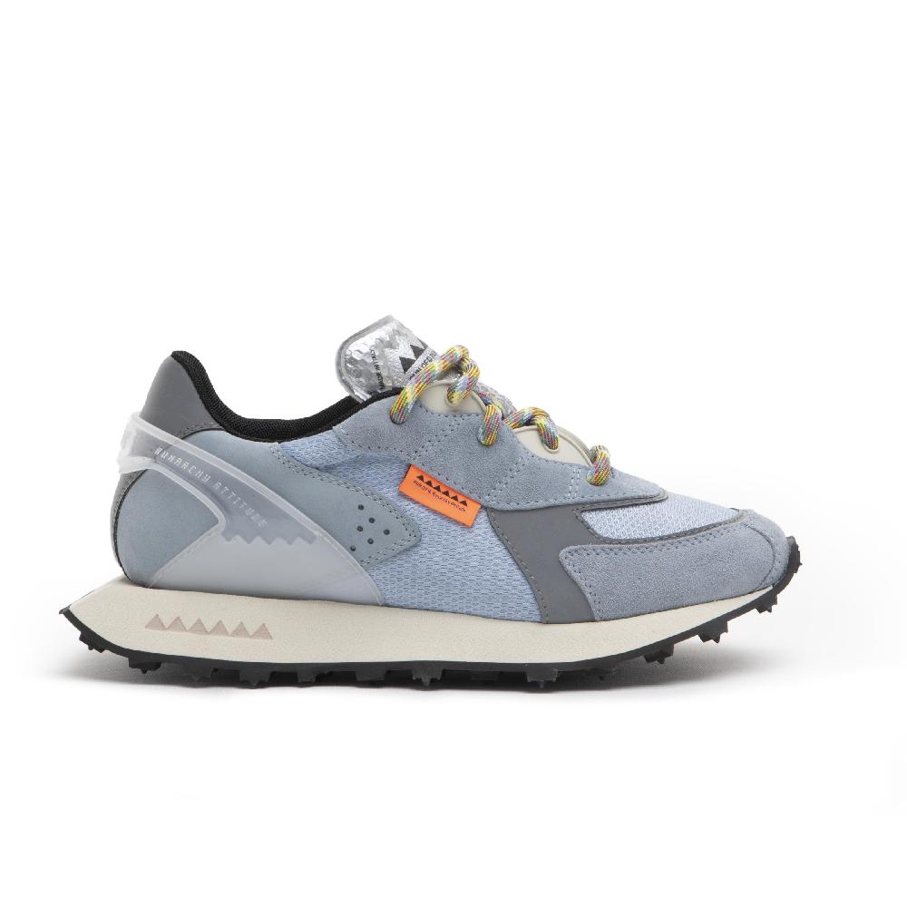 RUN OF Stramilano sneakers celesti in pelle scamosciata nabuk e nylon Soddisfazione Garantita