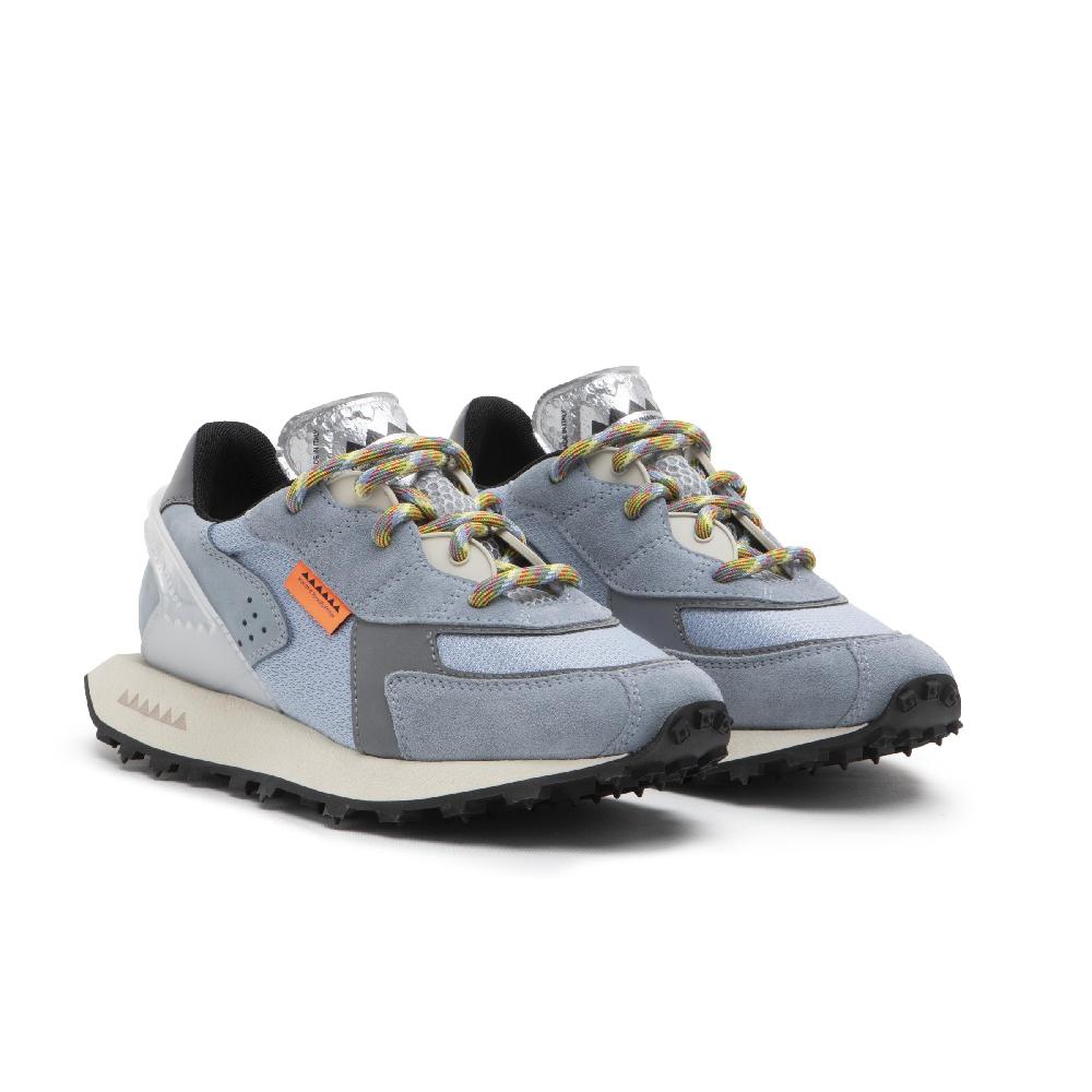 RUN OF Stramilano sneakers celesti in pelle scamosciata nabuk e nylon Soddisfazione Garantita
