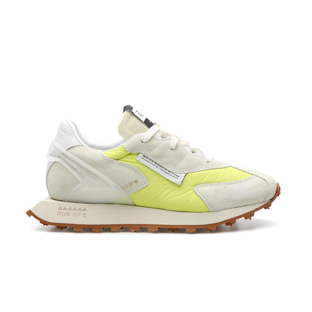 RUN OF Lime/B sneakers in pelle scamosciata e nylon color lime Sottocosto
