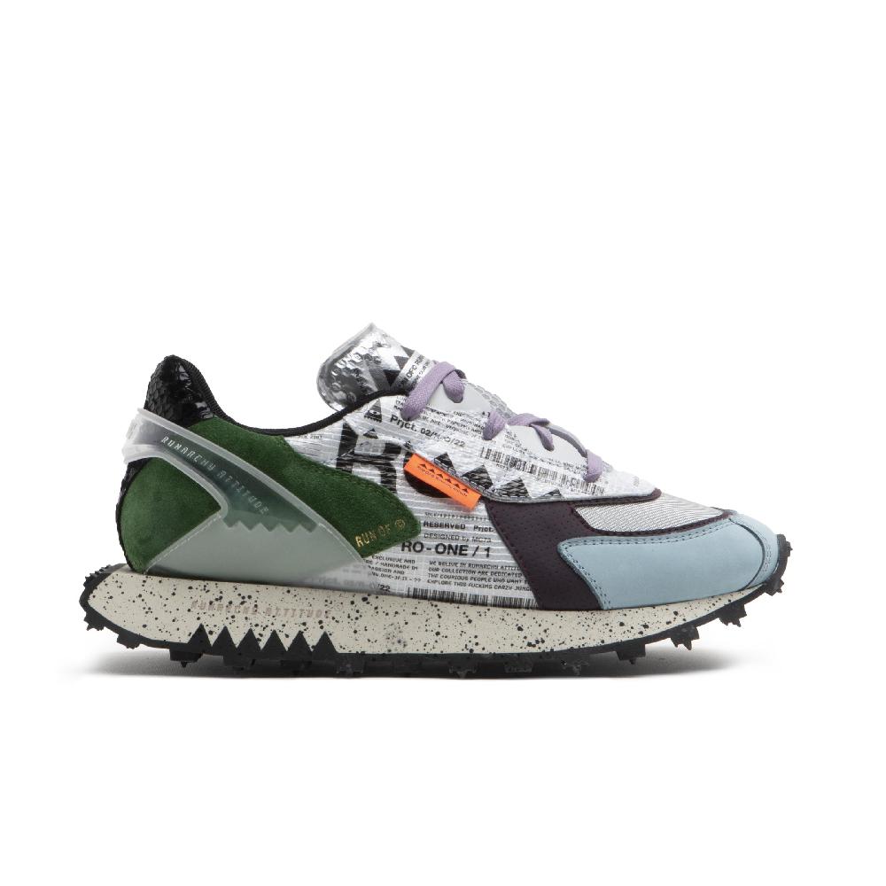 RUN OF Ro1 Blood sneakers in pelle nylon pelle scamosciata e rete Presa