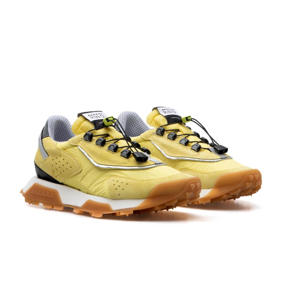 RUN OF Hill sneakers in pelle scamosciata e nylon giallo con sistema di allacciatura rapida Outlet