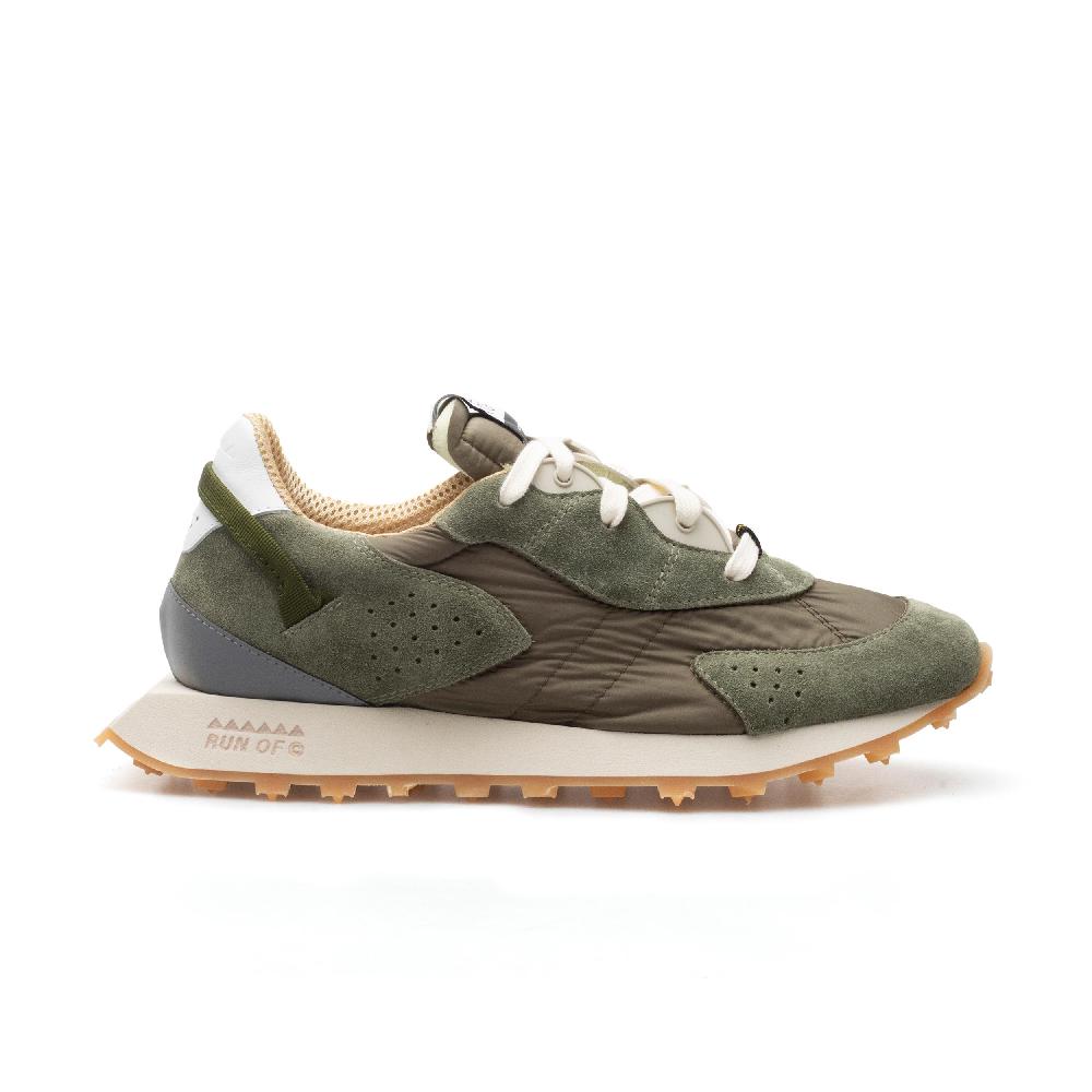 RUN OF Bosco sneakers in pelle scamosciata e nylon verde militare Moda