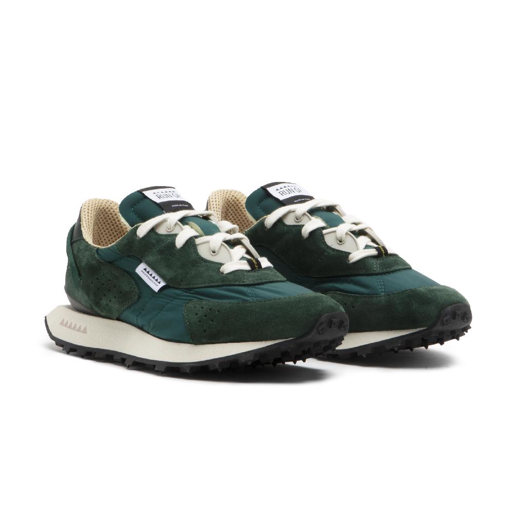 RUN OF Radon sneakers in pelle scamosciata verde e nylon verde In Linea