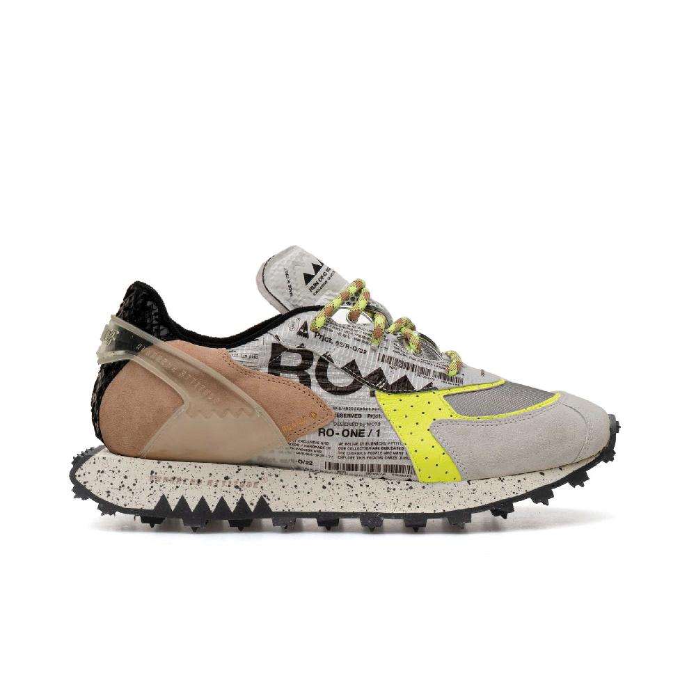 RUN OF Ro1 Raji sneakers in pelle nylon pelle scamosciata e rete Nuovo