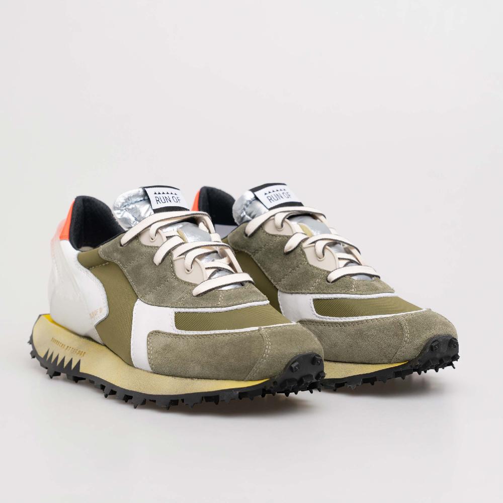 RUN OF Helmut sneakers in pelle e nylon con suola gialla Pezzi Unici