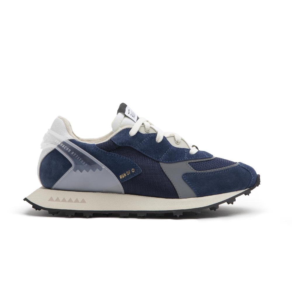 RUN OF sneakers Blau in pelle e rete con talloncino in pelle Soddisfazione Garantita