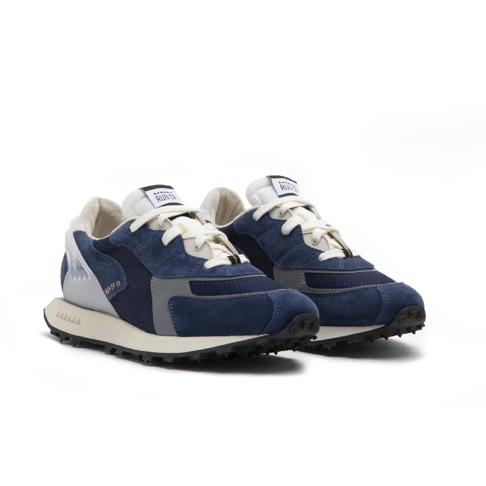 RUN OF sneakers Blau in pelle e rete con talloncino in pelle Soddisfazione Garantita