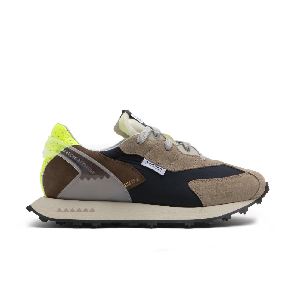 RUN OF Barrio sneakers in pelle scamosciata nylon e nabuk con talloncino in pelle gialla % Acquista Ora