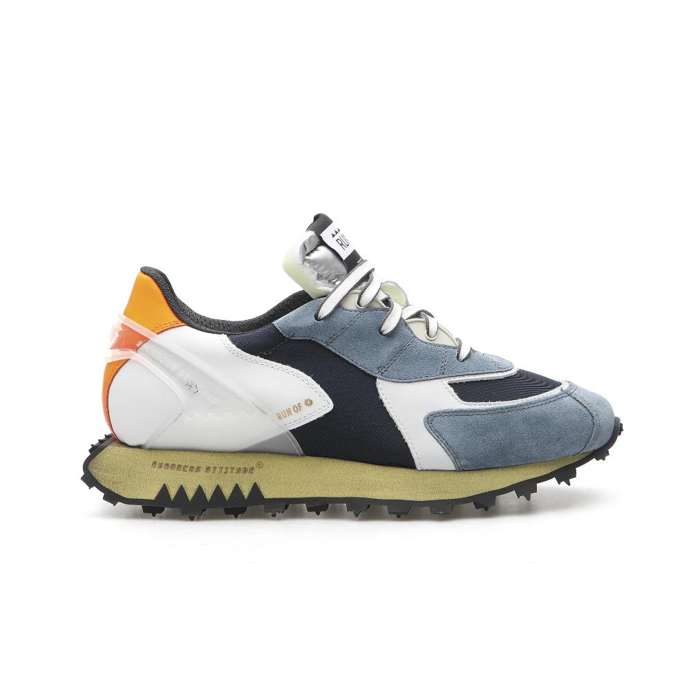 RUN OF Dusk sneakers in pelle e nylon con suola gialla Offerta