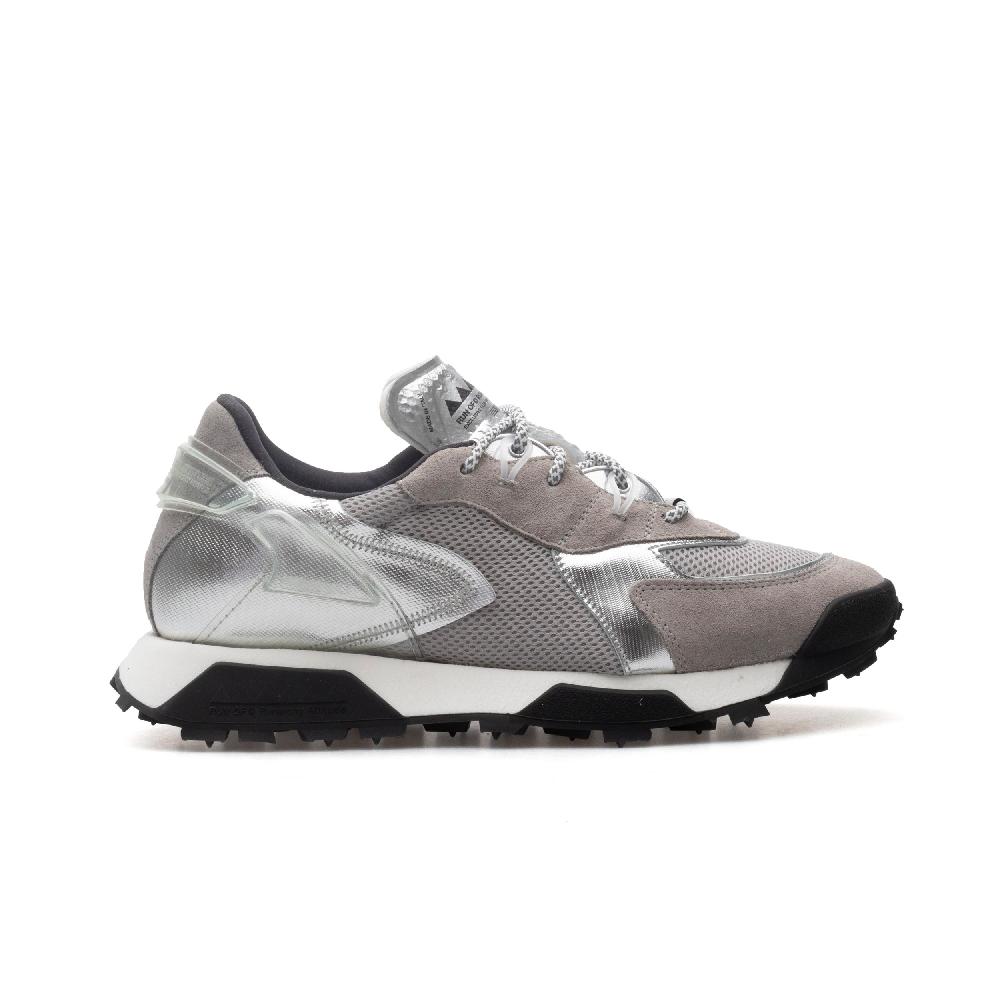 RUN OF R-Silver sneakers in pelle scamosciata e mesh grigio tessuto sintetico argento Online