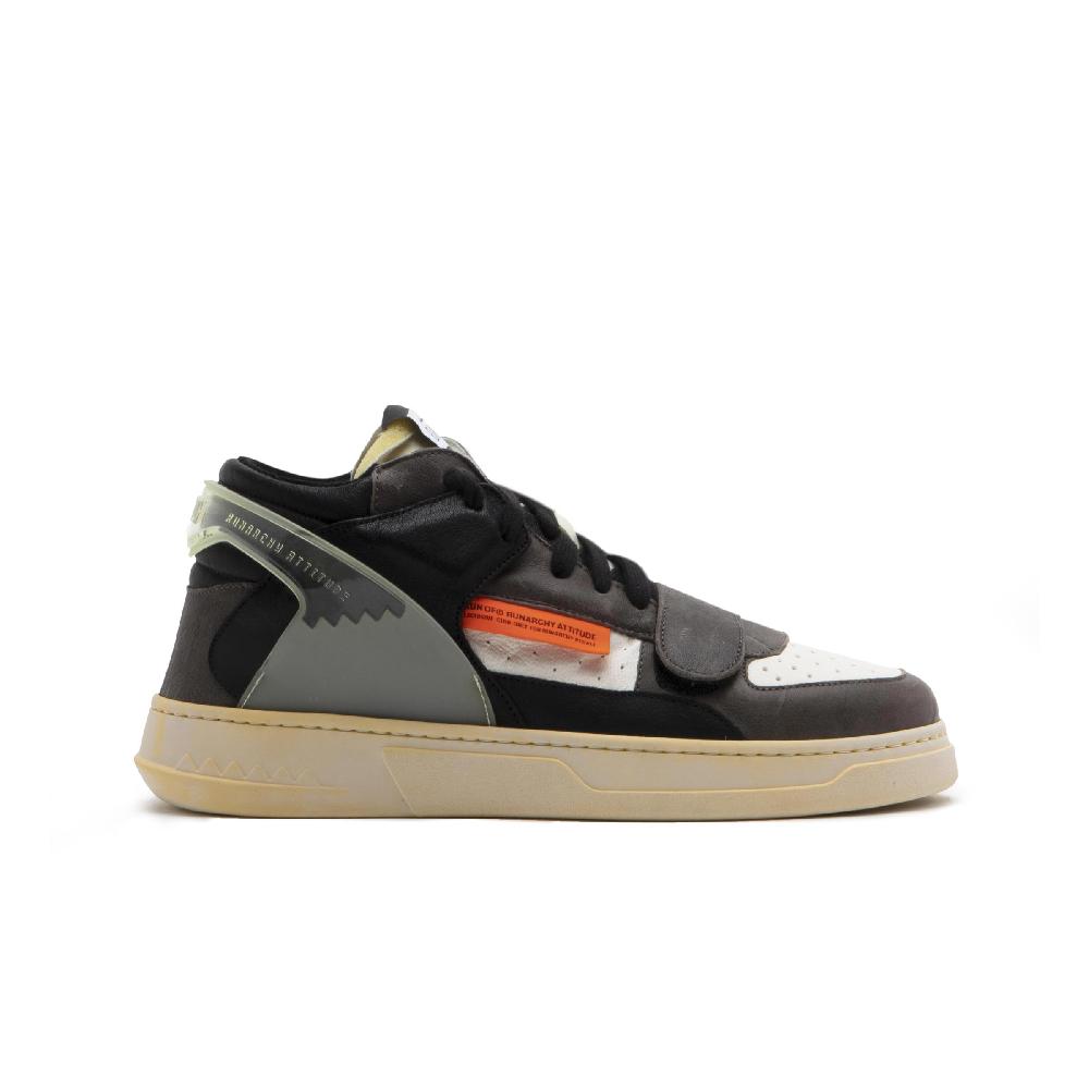 RUN OF Legend/One sneakers mid in pelle bianca e grigio scuro Saldi Di Fabbrica