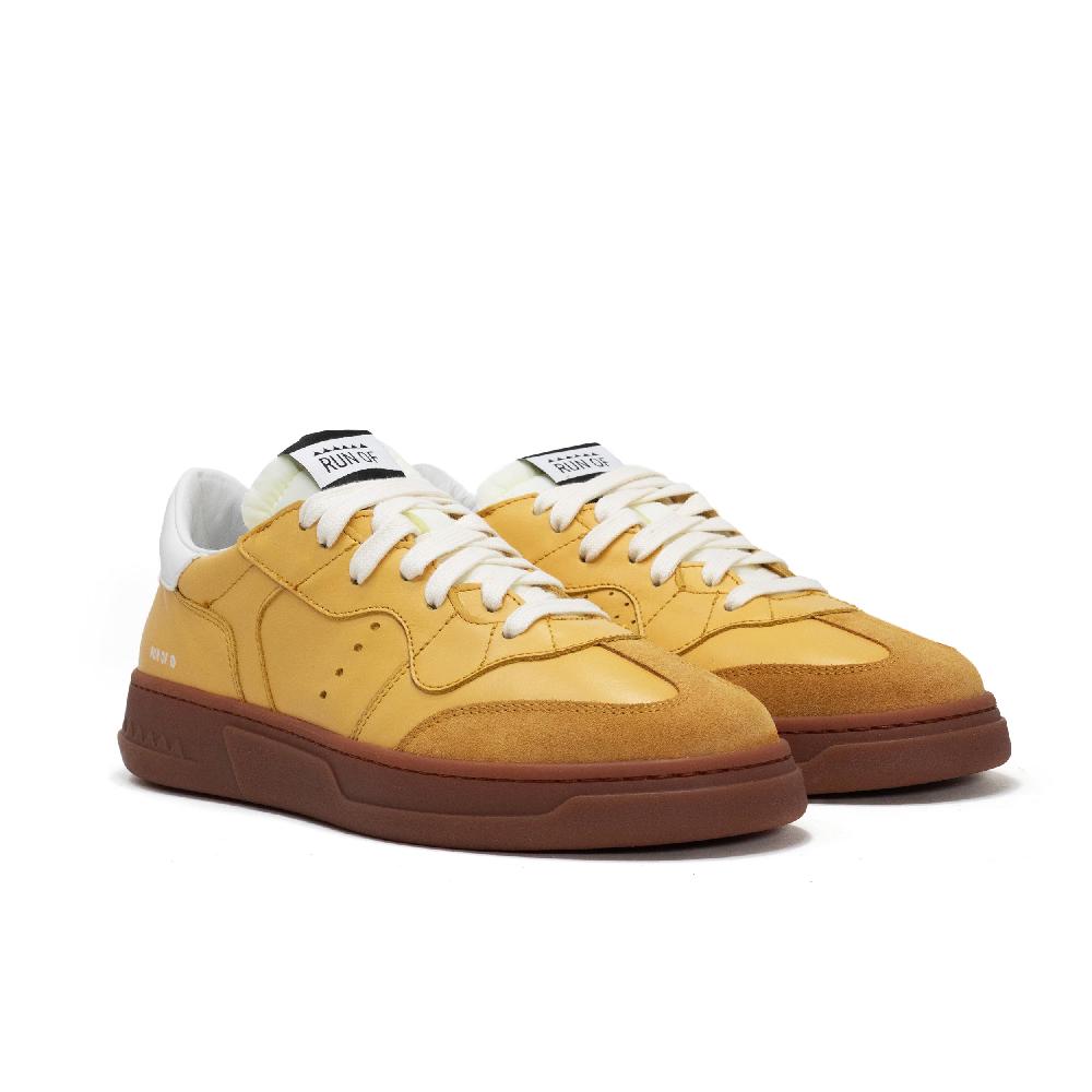 RUN OF George sneakers in pelle gialla con talloncino in pelle bianca Negozio