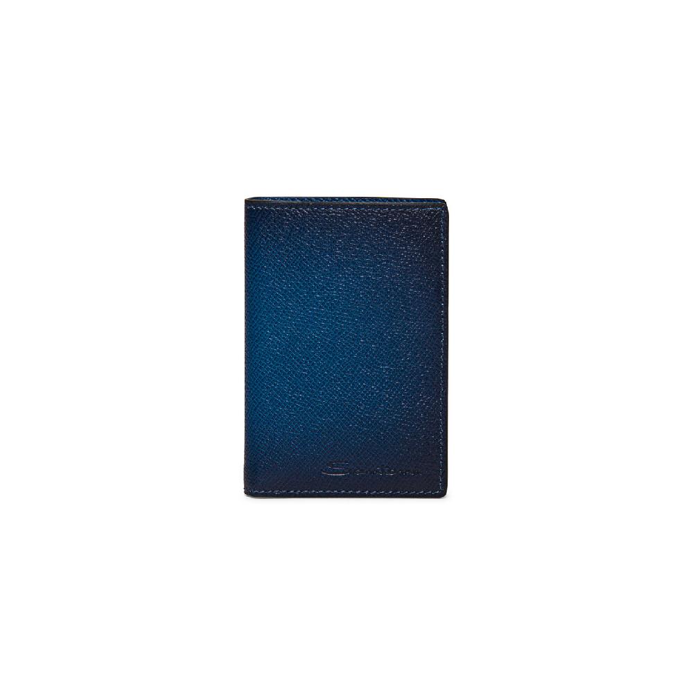 Santoni Portafoglio verticale in saffiano blu Qualità