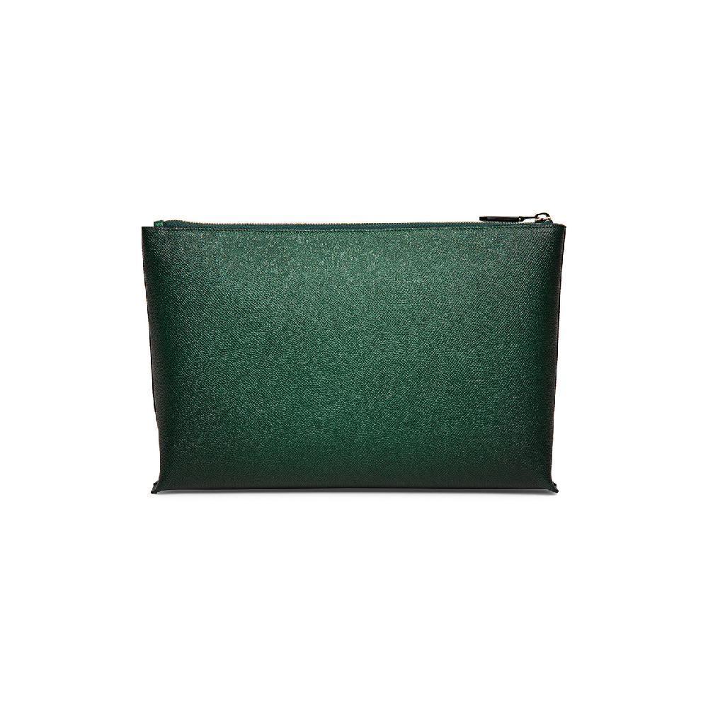 Santoni Pouch in saffiano verde Sottocosto