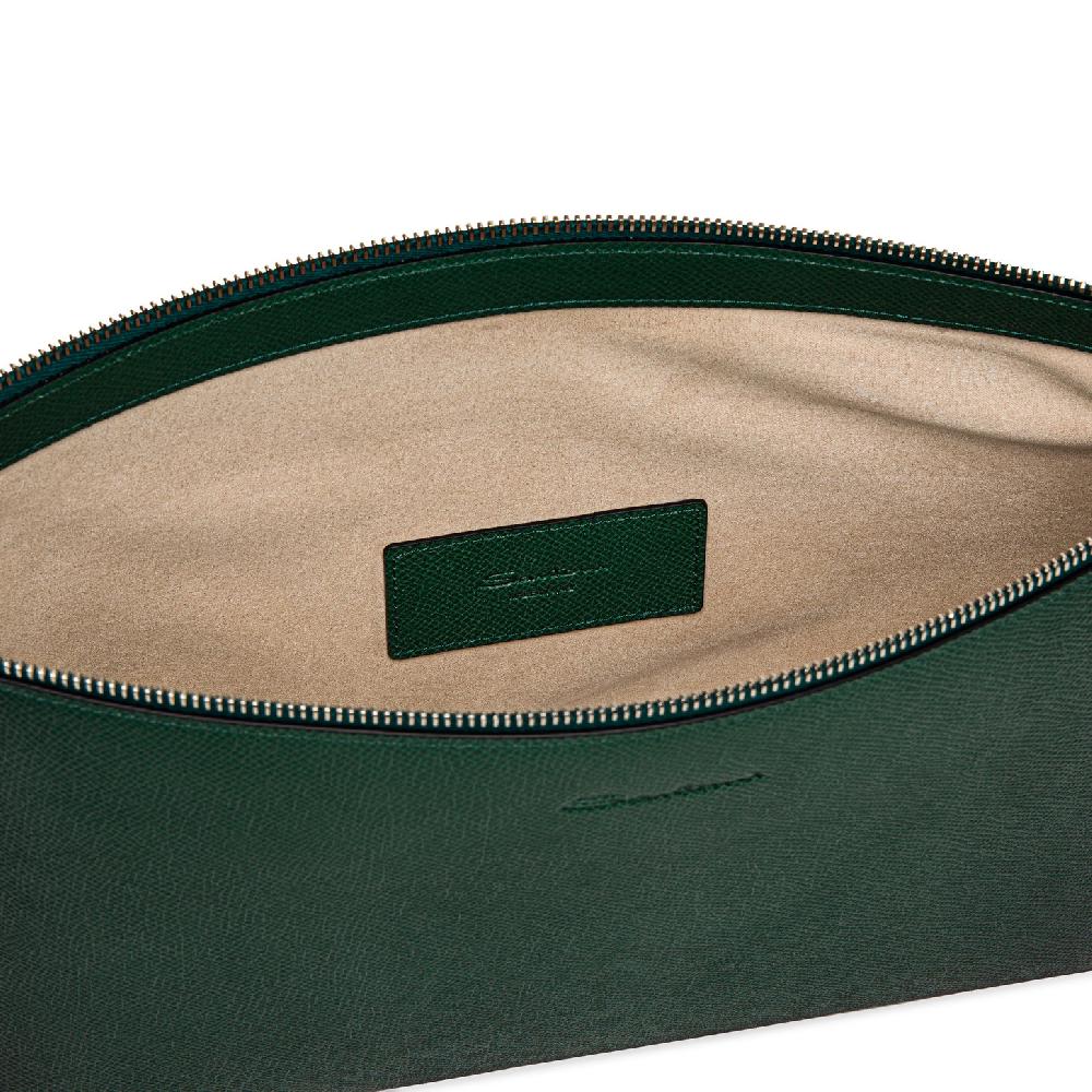 Santoni Pouch in saffiano verde Sottocosto