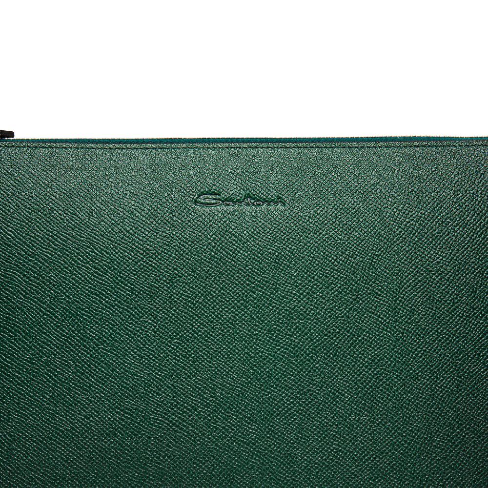 Santoni Pouch in saffiano verde Sottocosto
